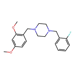 1-[(2,4-dimethoxyphenyl)methyl]-4-[(2-fluorophenyl)methyl]piperazine structure