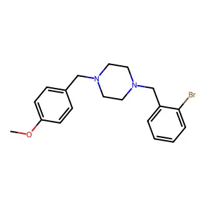 1-[(2-bromophenyl)methyl]-4-[(4-methoxyphenyl)methyl]piperazine structure