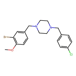 1-[(3-bromo-4-methoxyphenyl)methyl]-4-[(4-chlorophenyl)methyl]piperazine structure