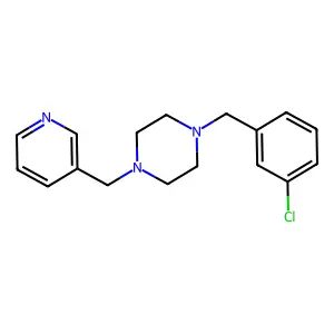 1-[(3-chlorophenyl)methyl]-4-(pyridin-3-ylmethyl)piperazine structure