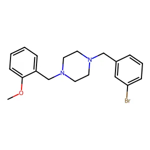 1-[(3-bromophenyl)methyl]-4-[(2-methoxyphenyl)methyl]piperazine structure
