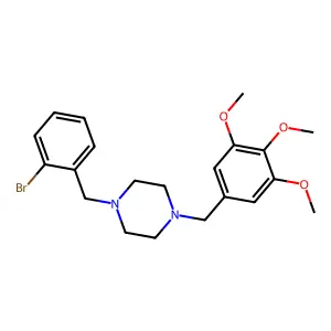 1-[(2-bromophenyl)methyl]-4-[(3,4,5-trimethoxyphenyl)methyl]piperazine structure