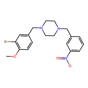 1-[(3-bromo-4-methoxyphenyl)methyl]-4-[(3-nitrophenyl)methyl]piperazine structure