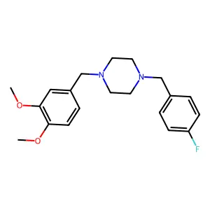 1-[(3,4-dimethoxyphenyl)methyl]-4-[(4-fluorophenyl)methyl]piperazine structure