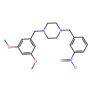 1-[(3,5-dimethoxyphenyl)methyl]-4-[(3-nitrophenyl)methyl]piperazine structure