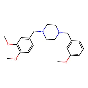 1-[(3,4-dimethoxyphenyl)methyl]-4-[(3-methoxyphenyl)methyl]piperazine structure