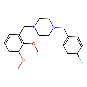 1-(2,3-dimethoxybenzyl)-4-(4-fluorobenzyl)piperazine structure