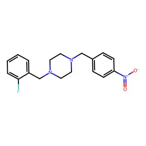 1-(2-fluorobenzyl)-4-(4-nitrobenzyl)piperazine structure