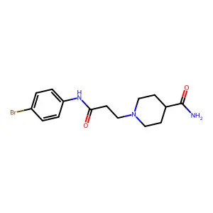 1-[3-(4-bromoanilino)-3-oxopropyl]piperidine-4-carboxamide structure