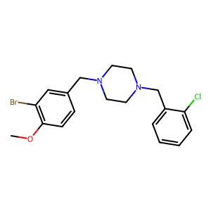 1-[(3-bromo-4-methoxyphenyl)methyl]-4-[(2-chlorophenyl)methyl]piperazine structure