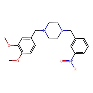 1-[(3,4-dimethoxyphenyl)methyl]-4-[(3-nitrophenyl)methyl]piperazine structure