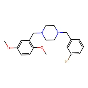 1-[(3-bromophenyl)methyl]-4-[(2,5-dimethoxyphenyl)methyl]piperazine structure