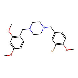 1-(3-bromo-4-methoxybenzyl)-4-(2,4-dimethoxybenzyl)piperazine structure