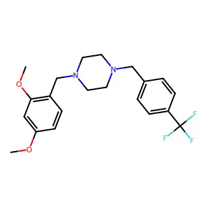 1-(2,4-dimethoxybenzyl)-4-[4-(trifluoromethyl)benzyl]piperazine structure