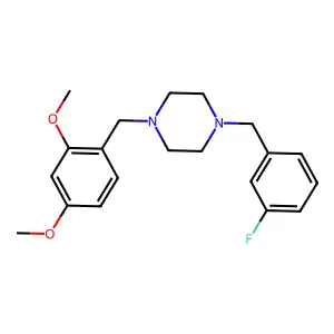 1-(2,4-dimethoxybenzyl)-4-(3-fluorobenzyl)piperazine structure