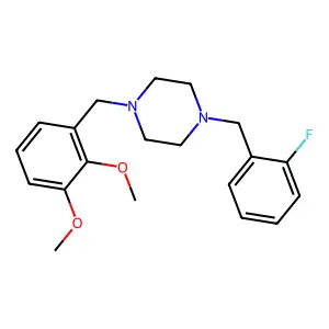 1-[(2,3-dimethoxyphenyl)methyl]-4-[(2-fluorophenyl)methyl]piperazine structure