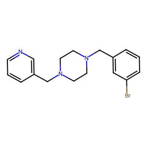1-[(3-bromophenyl)methyl]-4-(pyridin-3-ylmethyl)piperazine structure