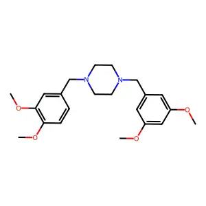 1-[(3,4-dimethoxyphenyl)methyl]-4-[(3,5-dimethoxyphenyl)methyl]piperazine structure
