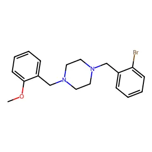1-[(2-bromophenyl)methyl]-4-[(2-methoxyphenyl)methyl]piperazine structure