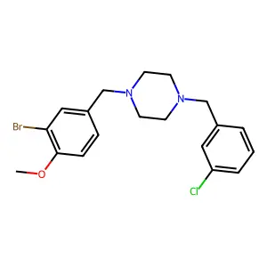 1-[(3-bromo-4-methoxyphenyl)methyl]-4-[(3-chlorophenyl)methyl]piperazine structure