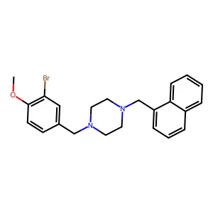 1-[(3-bromo-4-methoxyphenyl)methyl]-4-(naphthalen-1-ylmethyl)piperazine structure