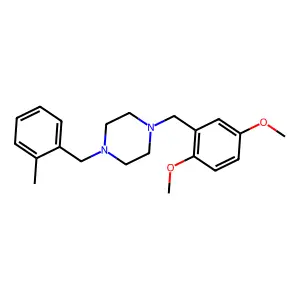 1-[(2,5-dimethoxyphenyl)methyl]-4-[(2-methylphenyl)methyl]piperazine structure