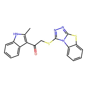 1-(2-methyl-1H-indol-3-yl)-2-([1,2,4]triazolo[3,4-b][1,3]benzothiazol-3-ylthio)ethanone structure