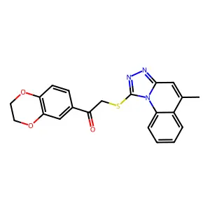1-(2,3-dihydro-1,4-benzodioxin-6-yl)-2-[(5-methyl-[1,2,4]triazolo[4,3-a]quinolin-1-yl)sulfanyl]ethanone structure