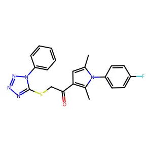 1-[1-(4-fluorophenyl)-2,5-dimethyl-1H-pyrrol-3-yl]-2-[(1-phenyl-1H-tetrazol-5-yl)sulfanyl]ethanone structure