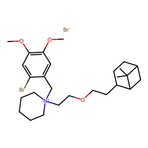 1-[(2-bromo-4,5-dimethoxyphenyl)methyl]-1-[2-[2-(6,6-dimethyl-2-bicyclo[3.1.1]heptanyl)ethoxy]ethyl]piperidin-1-ium bromide structure