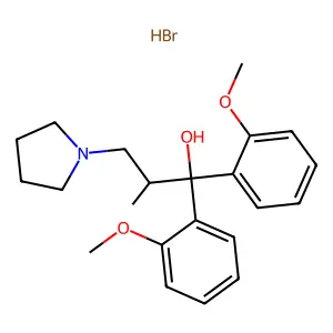 1,1-bis(2-methoxyphenyl)-2-methyl-3-pyrrolidin-1-ylpropan-1-ol;hydrobromide structure