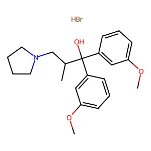 1,1-bis(3-methoxyphenyl)-2-methyl-3-pyrrolidin-1-ylpropan-1-ol;hydrobromide structure