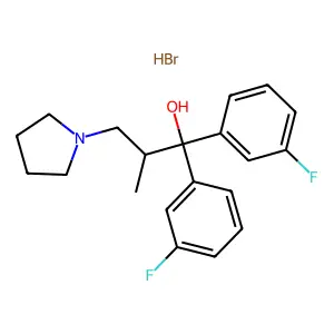 1,1-bis(3-fluorophenyl)-2-methyl-3-pyrrolidin-1-ylpropan-1-ol;hydrobromide structure