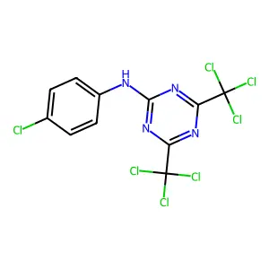N-(4-Chlorophenyl)-4,6-bis(trichloromethyl)-1,3,5-triazin-2-amine structure