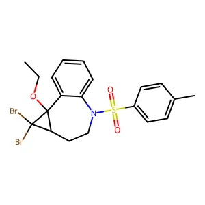 1,1-dibromo-8b-ethoxy-4-(4-methylphenyl)sulfonyl-2,3-dihydro-1aH-cyclopropa[d][1]benzazepine structure