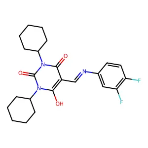 1,3-dicyclohexyl-5-[(3,4-difluoroanilino)methylene]-2,4,6(1H,3H,5H)-pyrimidinetrione structure