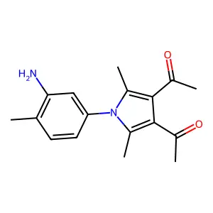 1,1'-(1-(3-amino-4-methylphenyl)-2,5-dimethyl-1H-pyrrole-3,4-diyl)diethanone structure