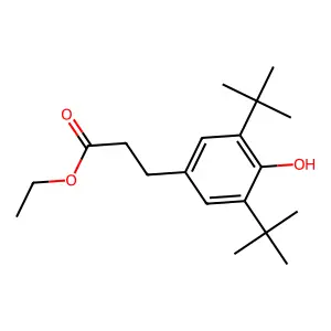 Benzenepropanoic acid, 3,5-bis(1,1-dimethylethyl)-4-hydroxy-, ethyl ester structure