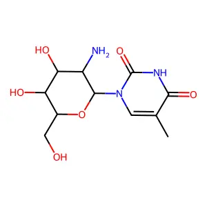 1-[3-amino-4,5-dihydroxy-6-(hydroxymethyl)oxan-2-yl]-5-methylpyrimidine-2,4-dione structure