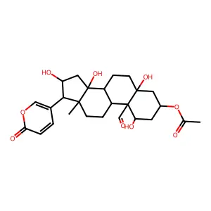 [10-formyl-1,5,14,16-tetrahydroxy-13-methyl-17-(6-oxopyran-3-yl)-2,3,4,6,7,8,9,11,12,15,16,17-dodecahydro-1H-cyclopenta[a]phenanthren-3-yl] acetate structure