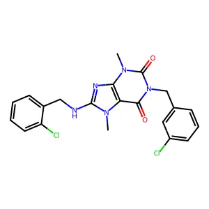 1-(3-chlorobenzyl)-8-[(2-chlorobenzyl)amino]-3,7-dimethyl-3,7-dihydro-1H-purine-2,6-dione structure