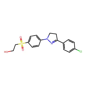 2-[4-[5-(4-chlorophenyl)-3,4-dihydropyrazol-2-yl]phenyl]sulfonylethanol structure