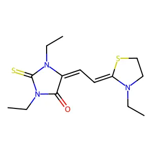 1,3-diethyl-5-[2-(3-ethyl-1,3-thiazolidin-2-ylidene)ethylidene]-2-sulfanylideneimidazolidin-4-one structure