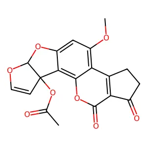 (11-methoxy-16,18-dioxo-6,8,19-trioxapentacyclo[10.7.0.02,9.03,7.013,17]nonadeca-1,4,9,11,13(17)-pentaen-3-yl) acetate structure