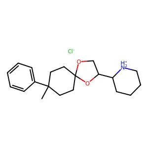 2-(8-methyl-8-phenyl-1,4-dioxaspiro[4.5]decan-3-yl)piperidin-1-ium chloride structure