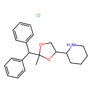 beta-2-Diphenylmethyl-2-methyl-4-(2-piperidyl)-1,3-dioxolane hydrochloride structure