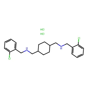 N,N'-(Cyclohexane-1,4-diylbis(methylene))bis(1-(2-chlorophenyl)methanamine) structure