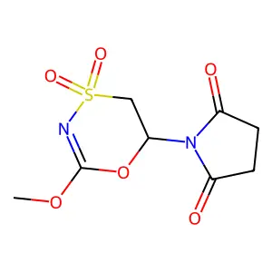1-(2-methoxy-4,4-dioxo-5,6-dihydro-1,4,3-oxathiazin-6-yl)pyrrolidine-2,5-dione structure