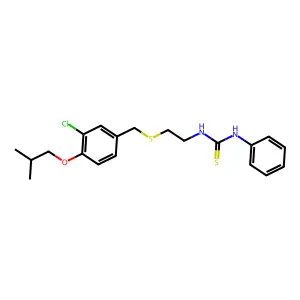 1-[2-[[3-chloro-4-(2-methylpropoxy)phenyl]methylsulfanyl]ethyl]-3-phenylthiourea structure