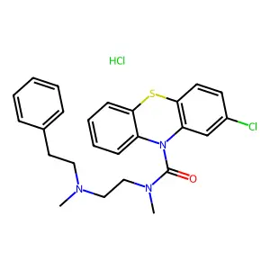 10H-Phenothiazine-10-carboxamide, 2-chloro-N-methyl-N-(2-(methyl(2-phenylethyl)amino)ethyl)-,monohydrochloride structure